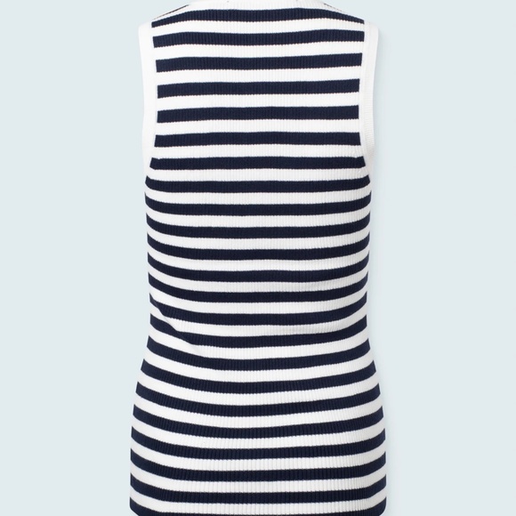 Iris Setlakwe Basic V neck top with stripes, navy x-small - Picture 2 of 2